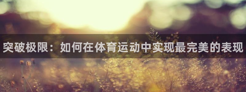 三亿体育：突破极限：如何在体育运动中实现最完美的表现